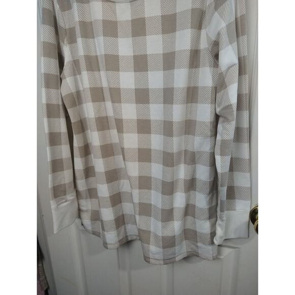 Croft&Barrow Woman L Brown Cream Plaid Tunic Sweatshirt Pullover Casual Comfort - Picture 3 of 10